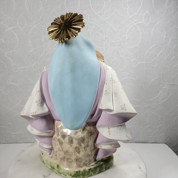 Vintage Crowned Holy Mary Baby Jesus Statue 12" Pink Ceramic‎ Madonna Bea Cox - Picture 2 of 16